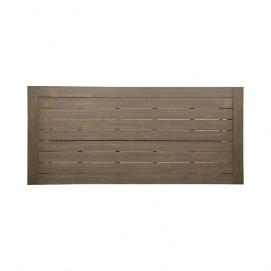 Outdoor Acacia Wood Dining Table, Rustic Metal