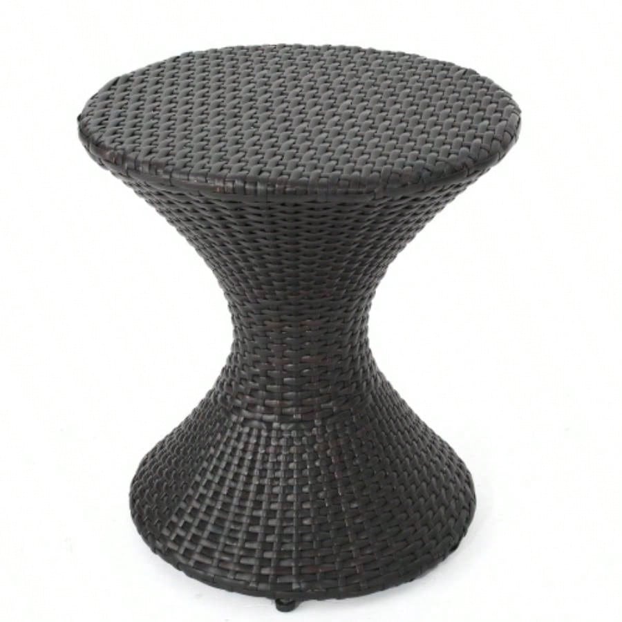 Outdoor 16 - inch Multi - brown Wicker Hourgla Side Table