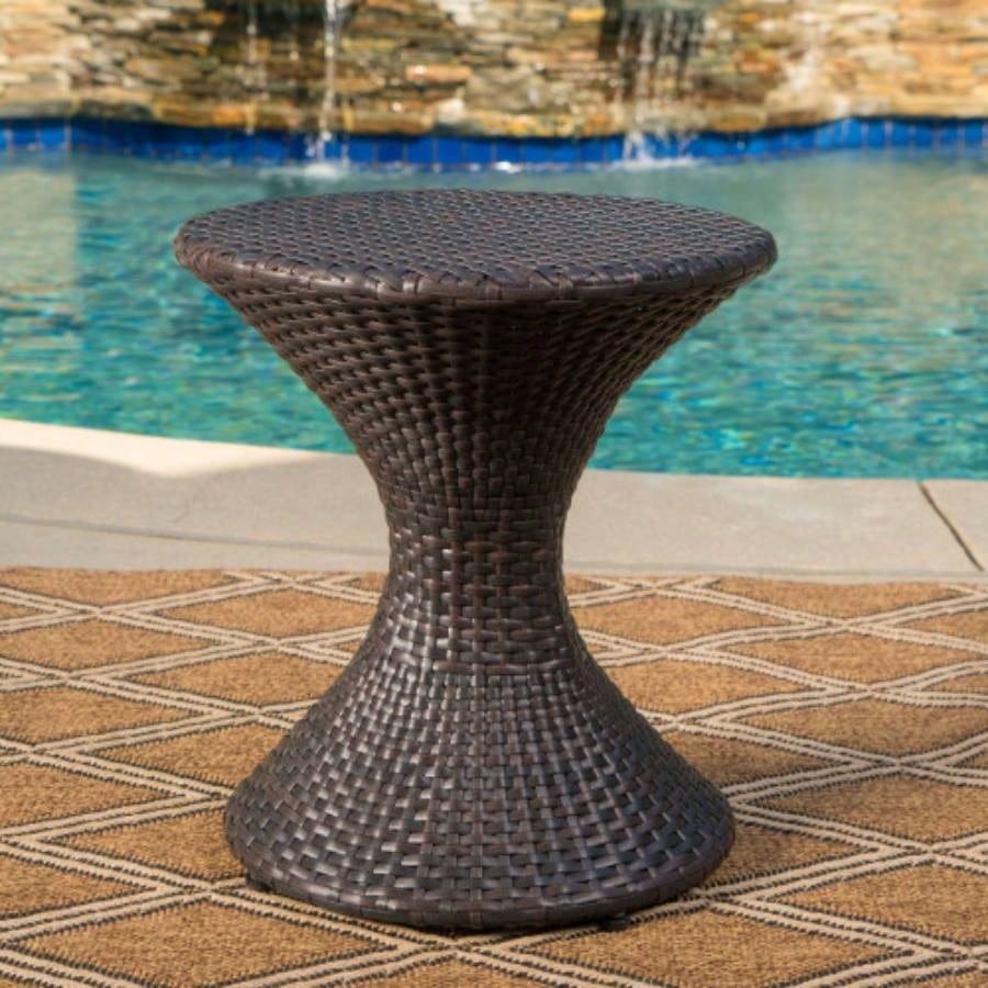Outdoor 16 - inch Multi - brown Wicker Hourgla Side Table