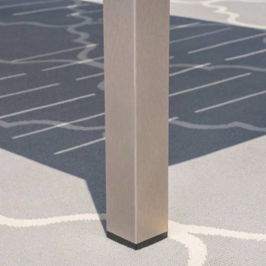 Coral Outdoor Aluminum Dining Table with Faux Wood Top, Gray,