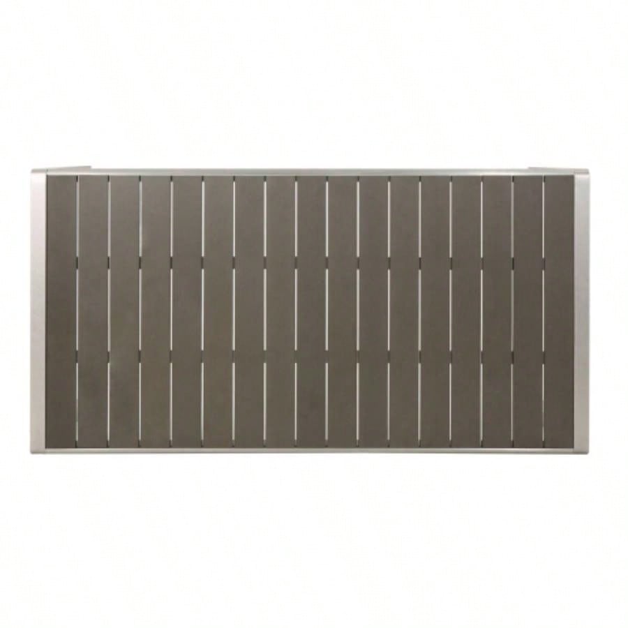 Coral Outdoor Aluminum Dining Table with Faux Wood Top, Gray,
