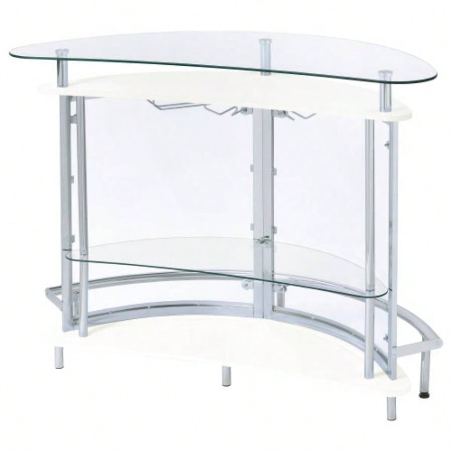 Strick White Freestanding Glass Top Home Bar Wine Cabinet