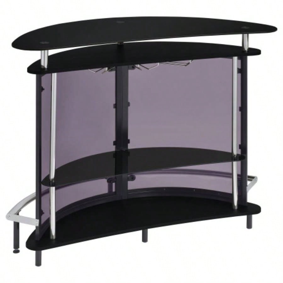 Strick Bolton Black Freestanding Glass Top Home Bar Wine Cabinet