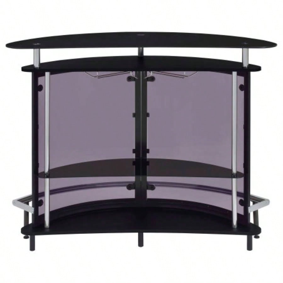 Strick Bolton Black Freestanding Glass Top Home Bar Wine Cabinet