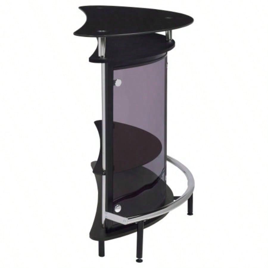 Strick Bolton Black Freestanding Glass Top Home Bar Wine Cabinet