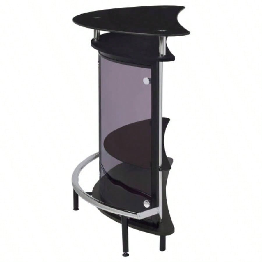 Strick Bolton Black Freestanding Glass Top Home Bar Wine Cabinet