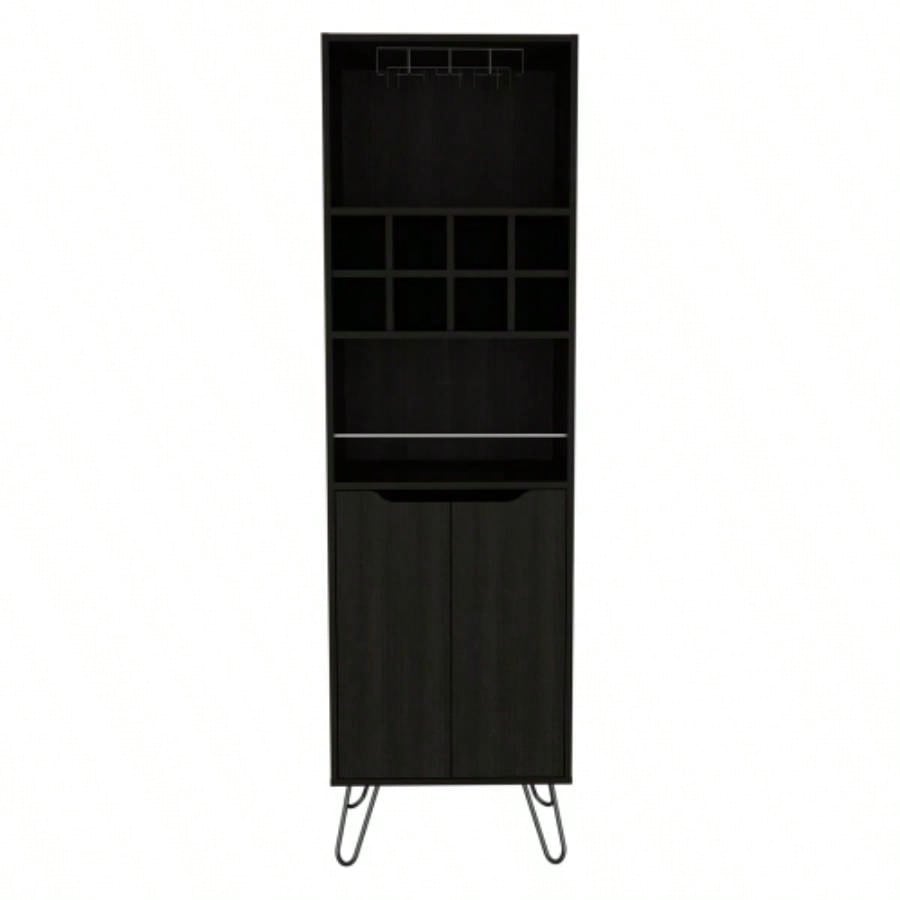 Sheffield H Bar Cabinet, Eight Bottle Cubbies, Two Glass Shelves