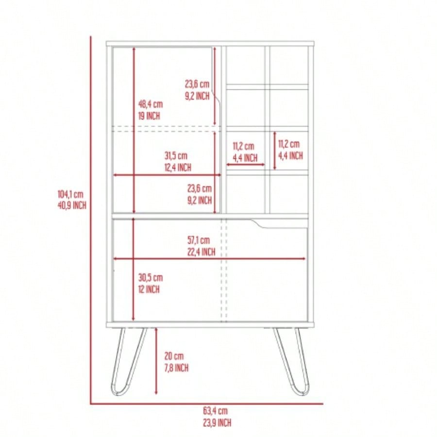 Manhattan L Bar Cabinet, Eight Built - in Wine Rack, Single Door - Light Gray