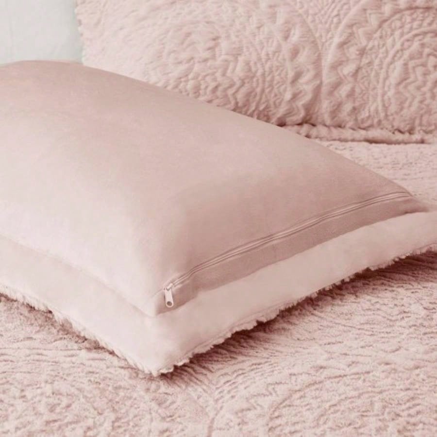Twin Embroidered Medallion Faux Fur Ultra Plush Comforter Set