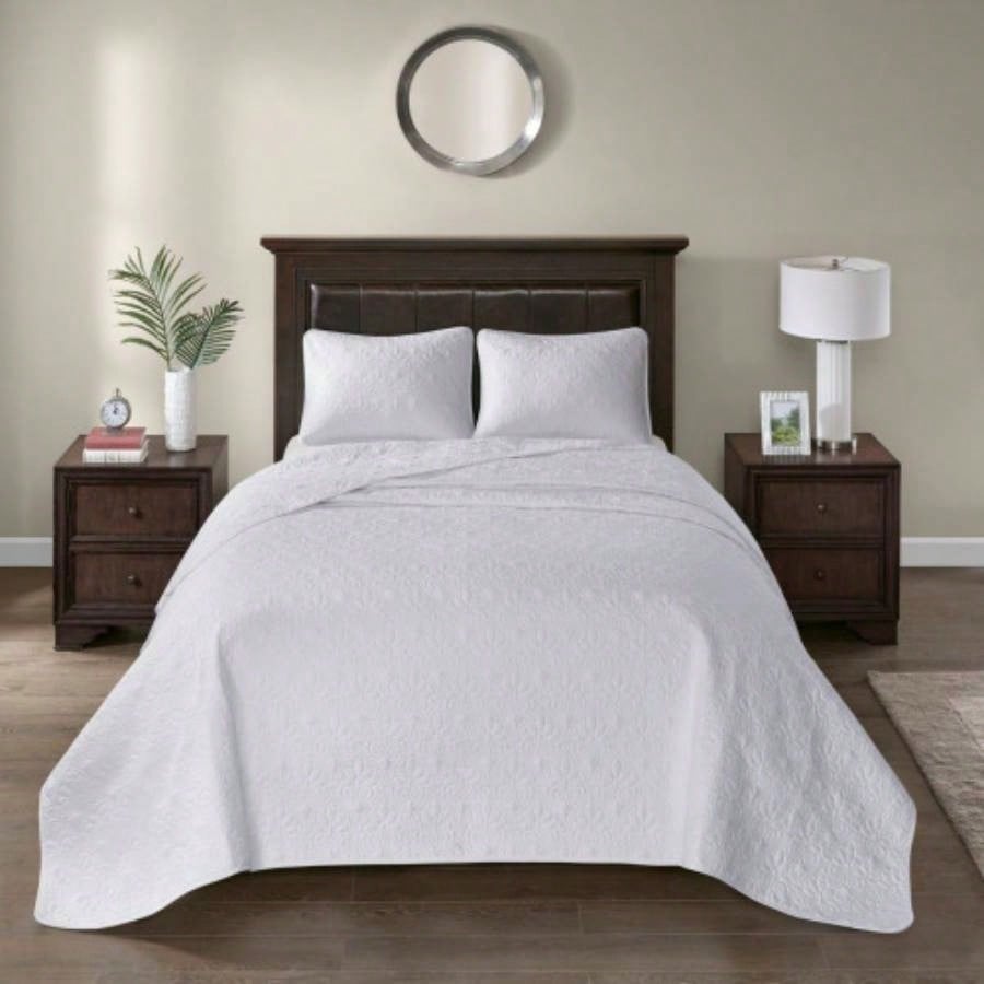 Reversible Bedspread Set White Twin