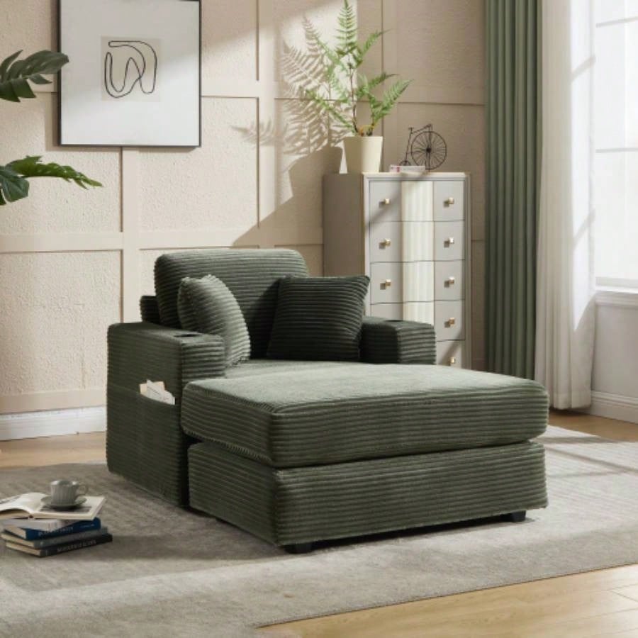 VIDEO/NewCombination Modular Convertible Sectional Sofa Bed Set, Armrest storage, Stainless steel cup holder, USB, Upholstered Sofa, Deep, Living Room, Loft, Apartment, Office, 2 Colors