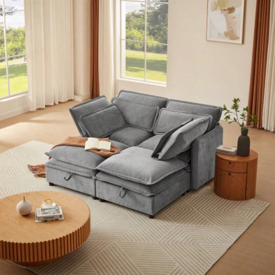 UStyle Double - Layer Cushion Modular Sofa, Freely Combinable, 4 - Seater with Storage Function, Includes 4 Soft Cushions, Living Rooms, Offices, and Apartments