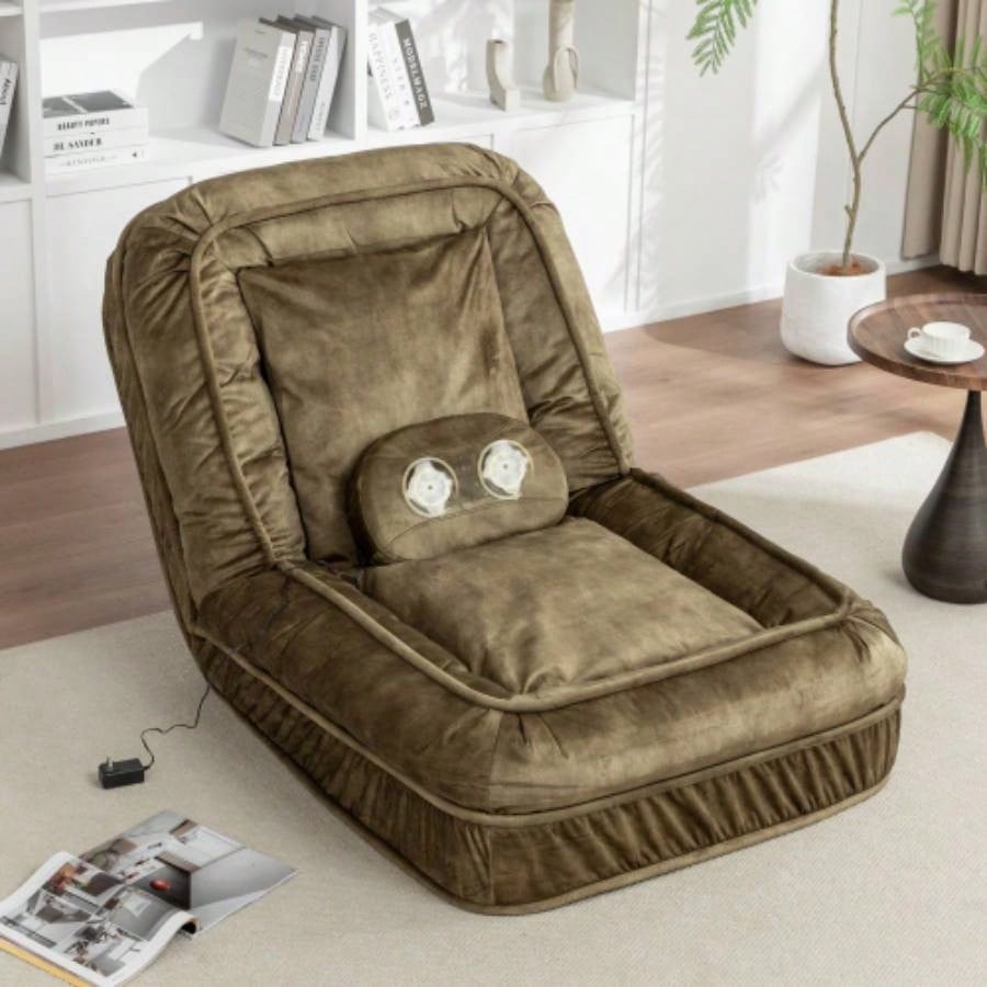 Upholstered Human Dog Bed Adult Pets, with 5 Adjustable Position Massage Pillow, Bean Bag floor sofa with 2 Soft Pillows