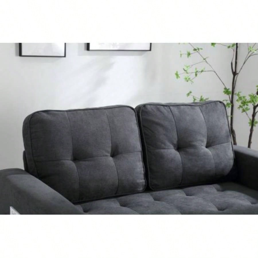 3 Fold Sofa, Convertible Futon Couch sleeper sofabed, Space saving loveseat, Pull Out Couch Bed Living Room, Dark Gray Light Gray Beige, Velvet linen fabric