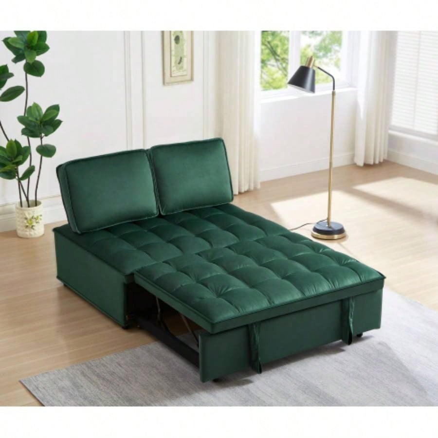 Convertible sleeping Sofa Bed, Modern velvet fabric single seater Sofa, Sleeping Sofabed with 1 back pillow and removable back, Single comfortable Recliner Sofabed office, living room apartment