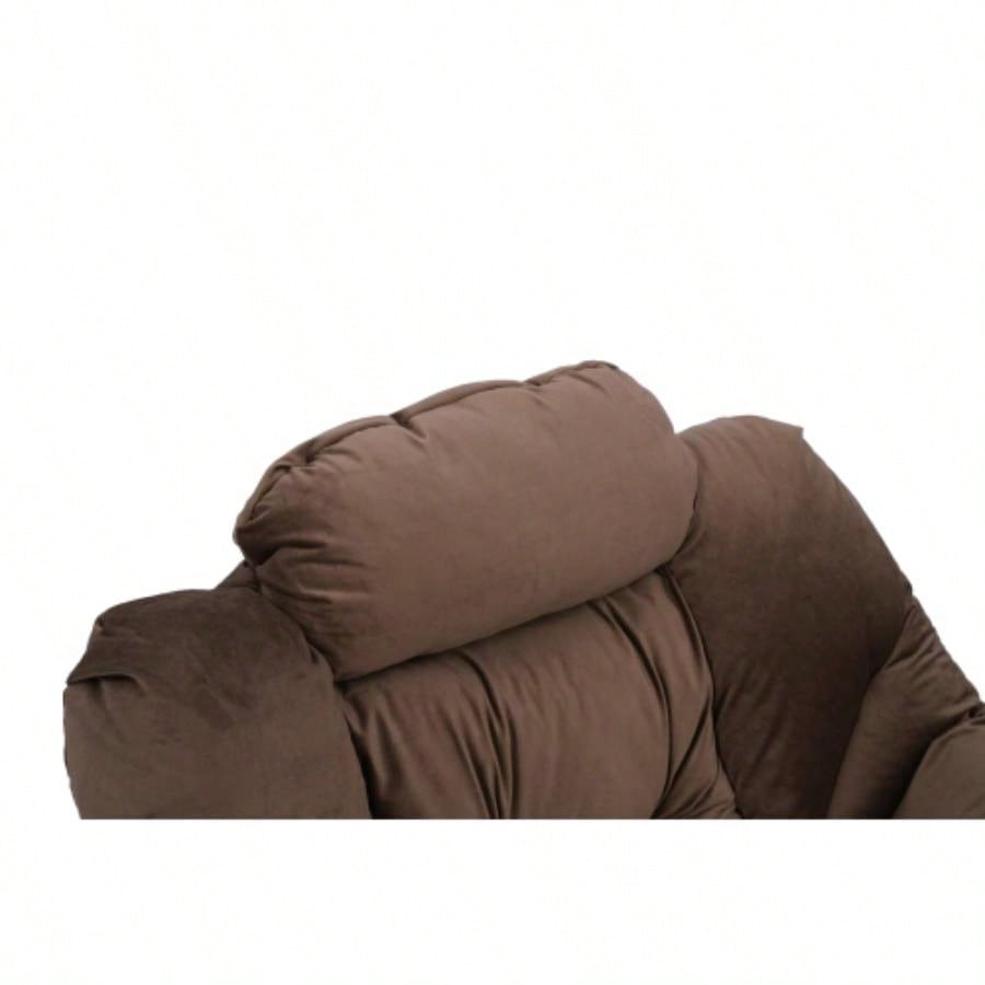 Living Room Chairs Modern Cotton Fabric Lazy Chair, Accent Contemporary Lounge Chair, Single Steel Frame Leisure Sofa Chair with Armrests and A Side Pocket Brown, with ottoman, with footrest