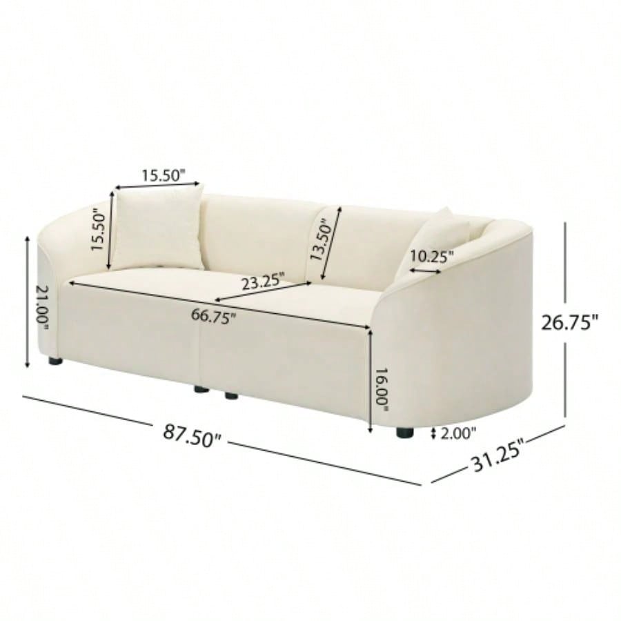 87 Curved Contemporary Sofa in: Plush Seating, Streamlined Design, and Durable Frame - Stylish Living Spaces