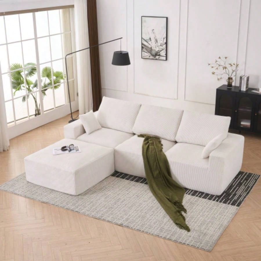 123*55 Modern U - shaped Sofa with Console, Cupholders and USB Ports, 6 - Upholstered Symmetrical Indoor Furniture, Sleeper Couch Set with Chaise Living Room, Apartment, 2 Colors