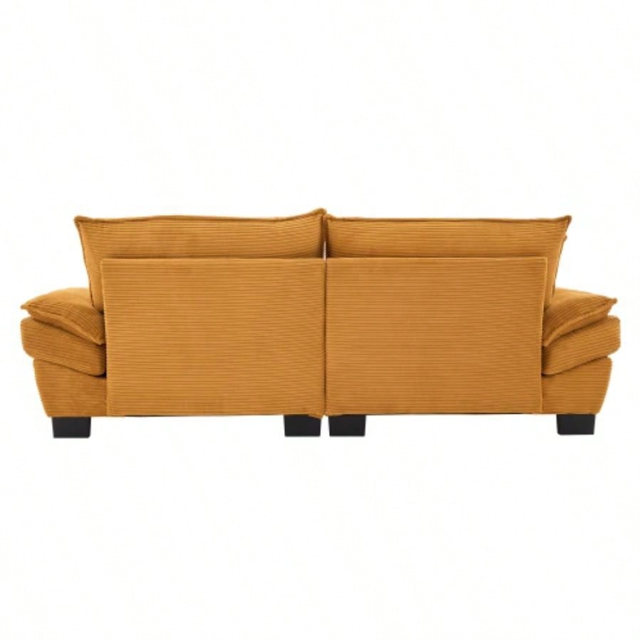 Corduroy Sofa Sleeper Couch Loveseat Sofa with Pillows Comfy Upholstered Deep Sofa Bedroom, Living Room, Apartment, Office, Dorm - Yellow Corduroy