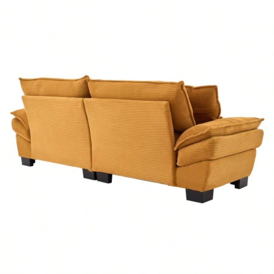 Corduroy Sofa Sleeper Couch Loveseat Sofa with Pillows Comfy Upholstered Deep Sofa Bedroom, Living Room, Apartment, Office, Dorm - Yellow Corduroy