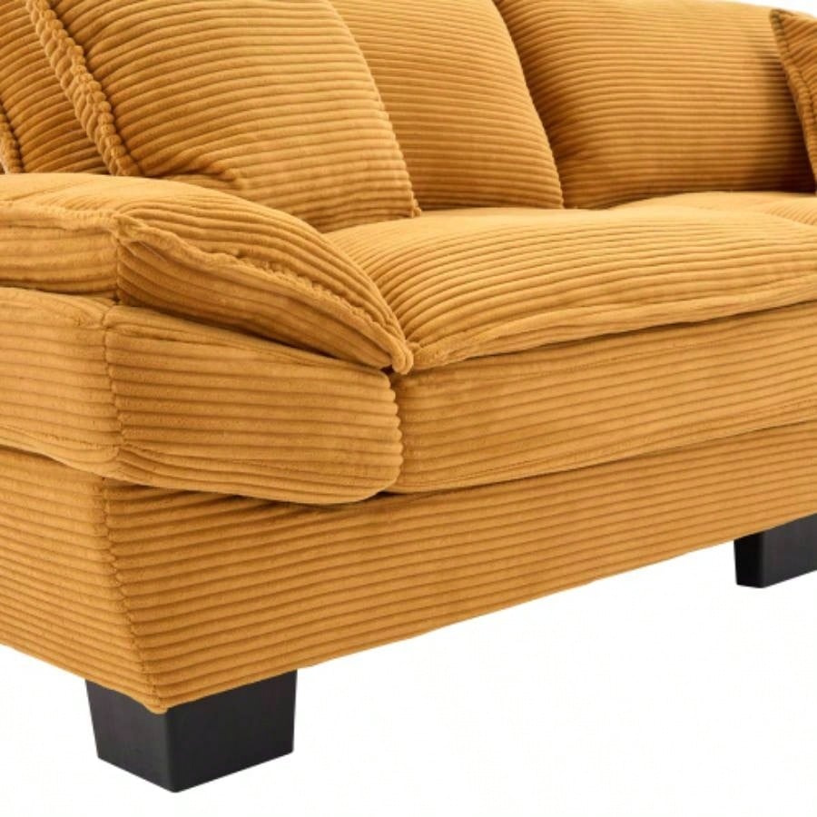 Corduroy Sofa Sleeper Couch Loveseat Sofa with Pillows Comfy Upholstered Deep Sofa Bedroom, Living Room, Apartment, Office, Dorm - Yellow Corduroy