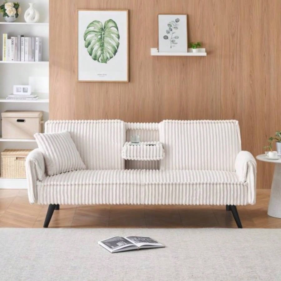 Minimalist style, straight - line corduroy sofa suitable sitting and lying in living room and bedroom