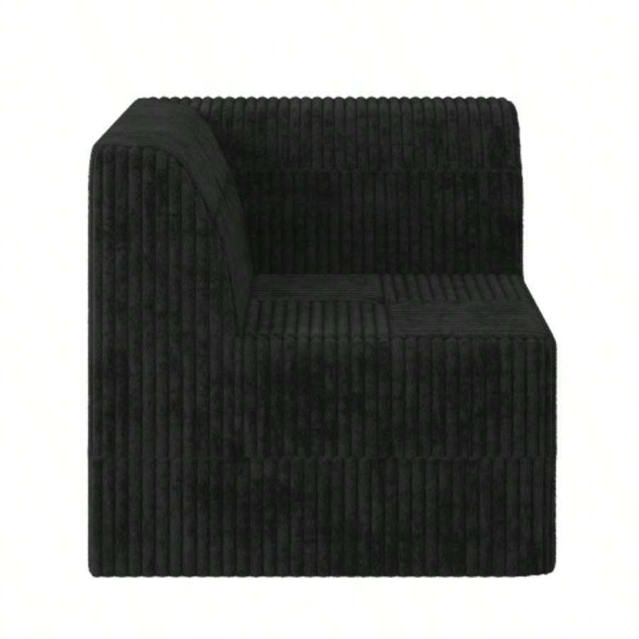 L shape Modular Sectional Sofa, Compressed Sectional Sofa Modern Minimalist Style Corduroy Couch, Sleeper Sofa Living Room, Bedroom, Comfy Compressed Sofa Couch Space - Efficient Design - black