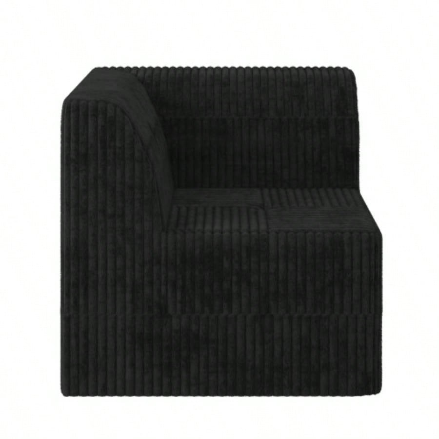L shape Modular Sectional Sofa, Compressed Sectional Sofa Modern Minimalist Style Corduroy Couch, Sleeper Sofa Living Room, Bedroom, Comfy Compressed Sofa Couch Space - Efficient Design - black