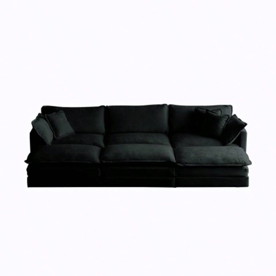 Comfortable Deep Reversible Modular 6 Seater Sectional Soft Sofa U Shaped Sectional Couch with 3 Ottomans, 3 Toss Pillows and 2 Arm Pillows