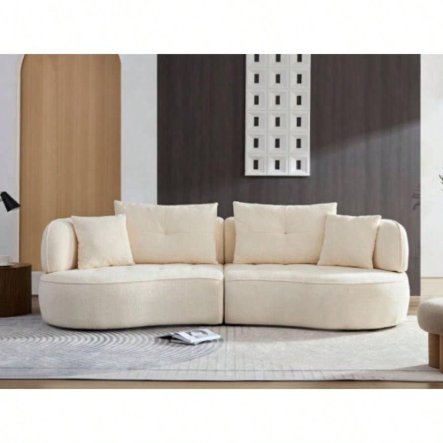 WKS7W White, 4 - modular sofa, durable fabric, solid wood frame, high density sponge cushion, 4 pillows