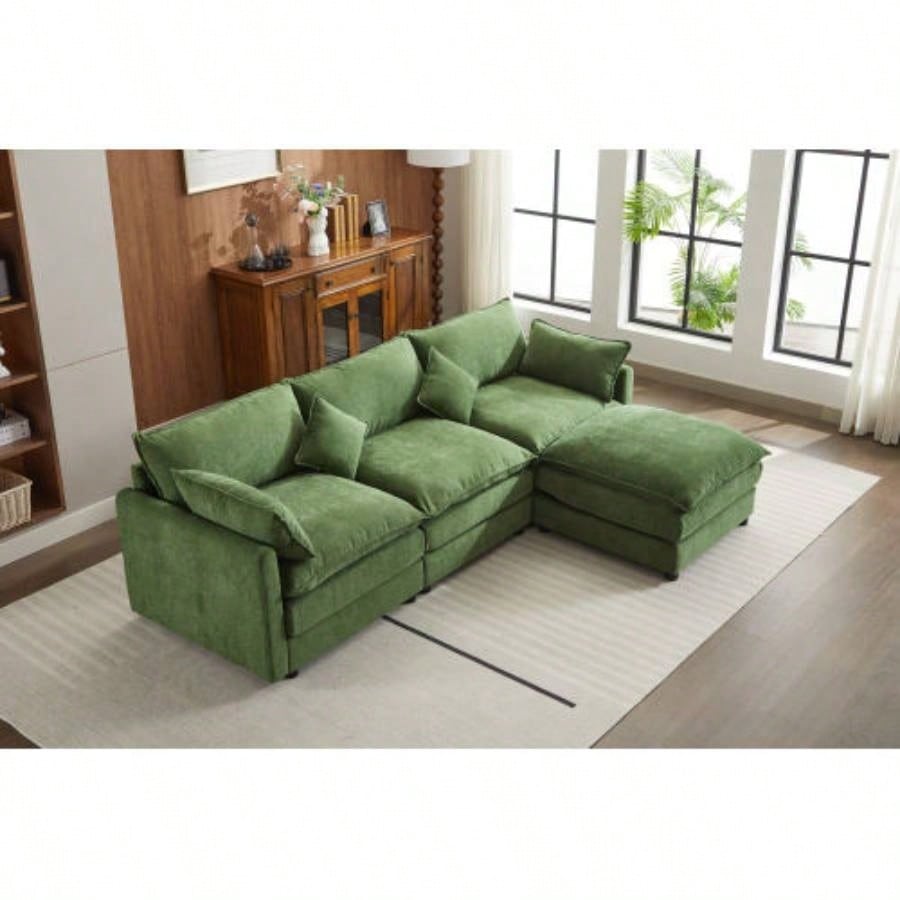 Modular Sectional Sofa, 3 - Seater Sofa, Modern L - Shaped Sofa Living Room Bedroom Apartment, Green