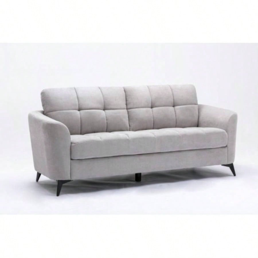 Callie Light Gray Woven Fabric Sofa Loveseat Living Room Set