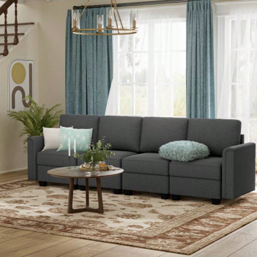 Modular Sectional Sofa with Storage Upgrade Convertible Sofa Couch Living Room/Deep 27 Ottoman/ Foam Cushion
