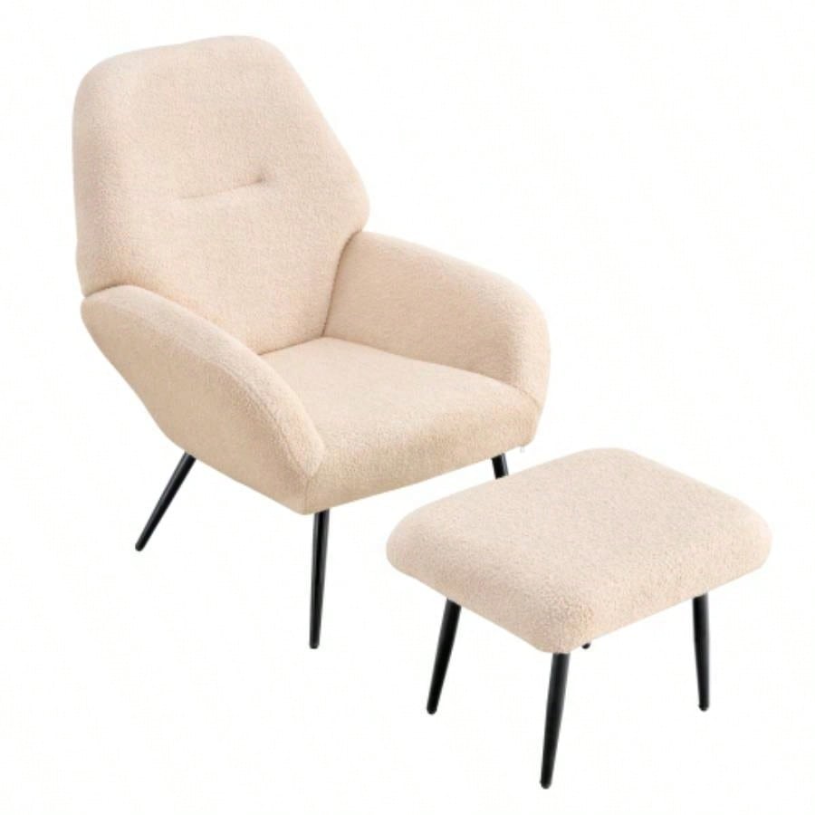 Light luxury single sofa modern simple living room balcony leisure sofa chair, white