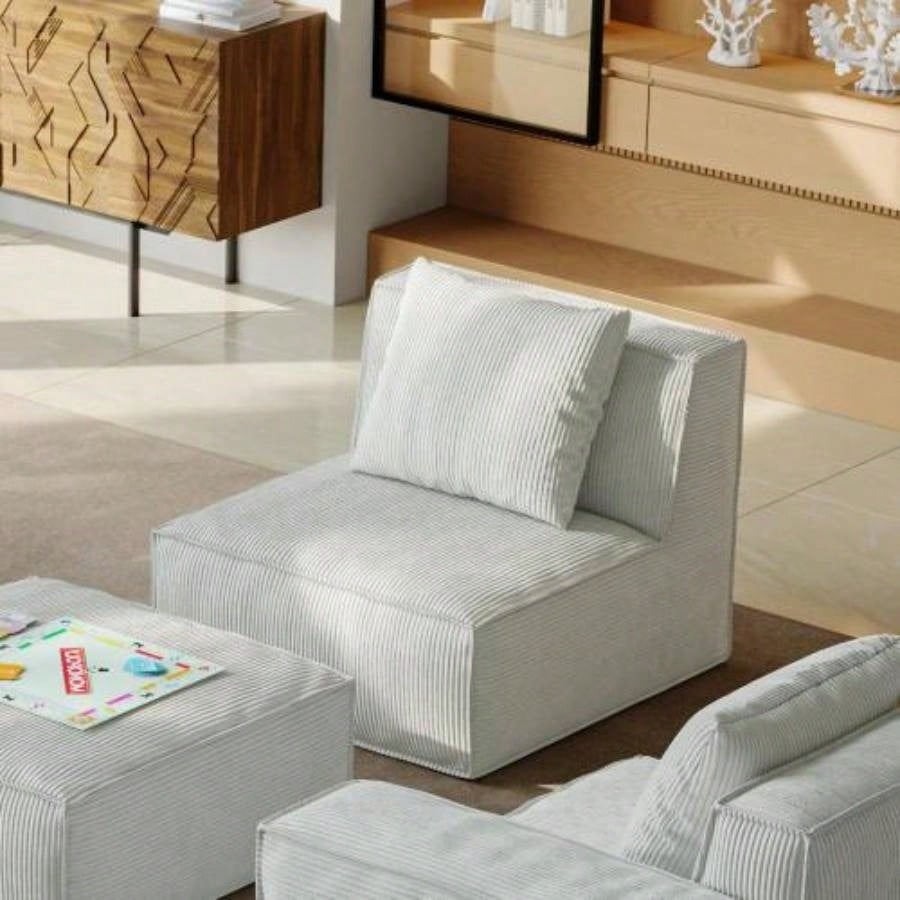 Belfin Modular Sectional Sofa, Convertible Tofu Block Sofa Floor Sofa Bed Armrest Comfy Sofa Bed Compressed Sofa Compression Sofa Living Room Bedroom - Chenille Fabric beige