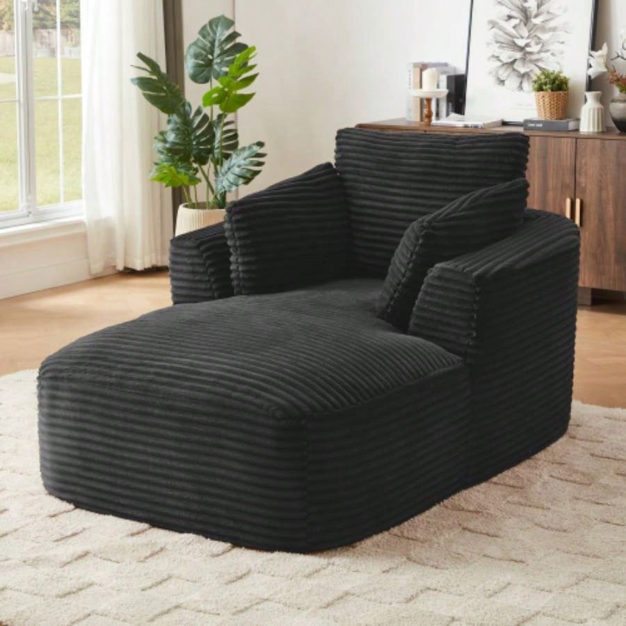 Oversized Corduroy Chaise Lounge Chair Indoor, Corduroy Upholstered Modern Sofa Couch, No Assembly Required, Comfy Sleeper Sofa Living Room/Dorm/Apartment