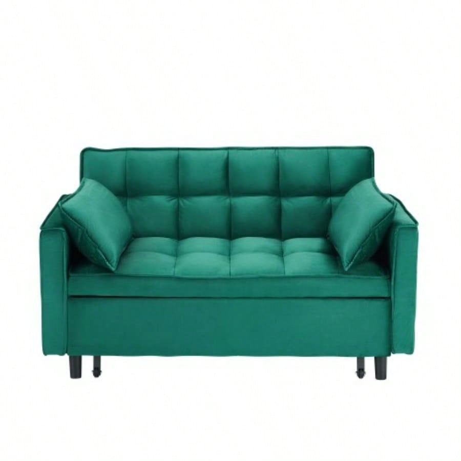 55 green velvet sofa, elegant with convenient pockets, clever interpretation of three - in - one conversion art