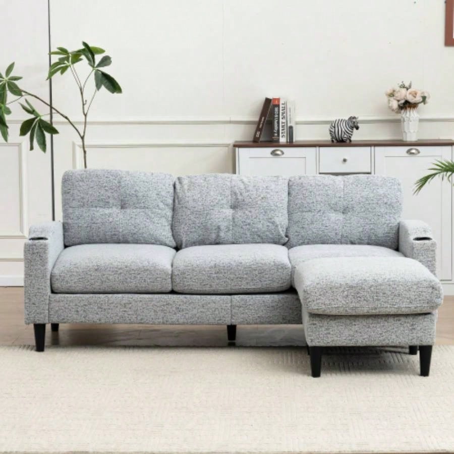Convertible Combination Sofa Sofa L - Shaped Sofa with Storage Cabinet Footstool, Living Room Navy Blue Sofa, Living Room/Bedroom/Office/Small Space 3 - Seater Combination Sofa