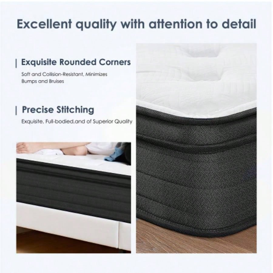 Size Mattress, 12 Inch Hybrid Mattress, Individually Pocketed Innerspring, Medium Firm