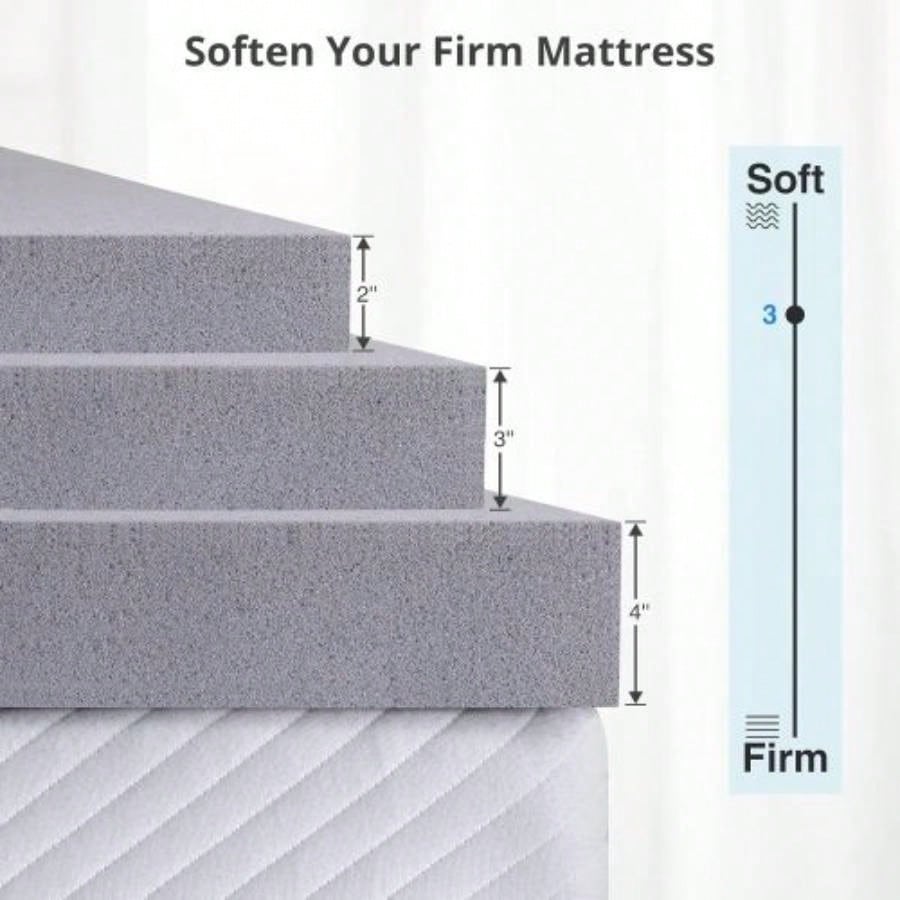 3 Inch Mattress Topper King, Gel Foam Mattress Topper Double Bed Topper Soft Cooling Sleep, Pressure Relieve, CertiPUR - US Certified