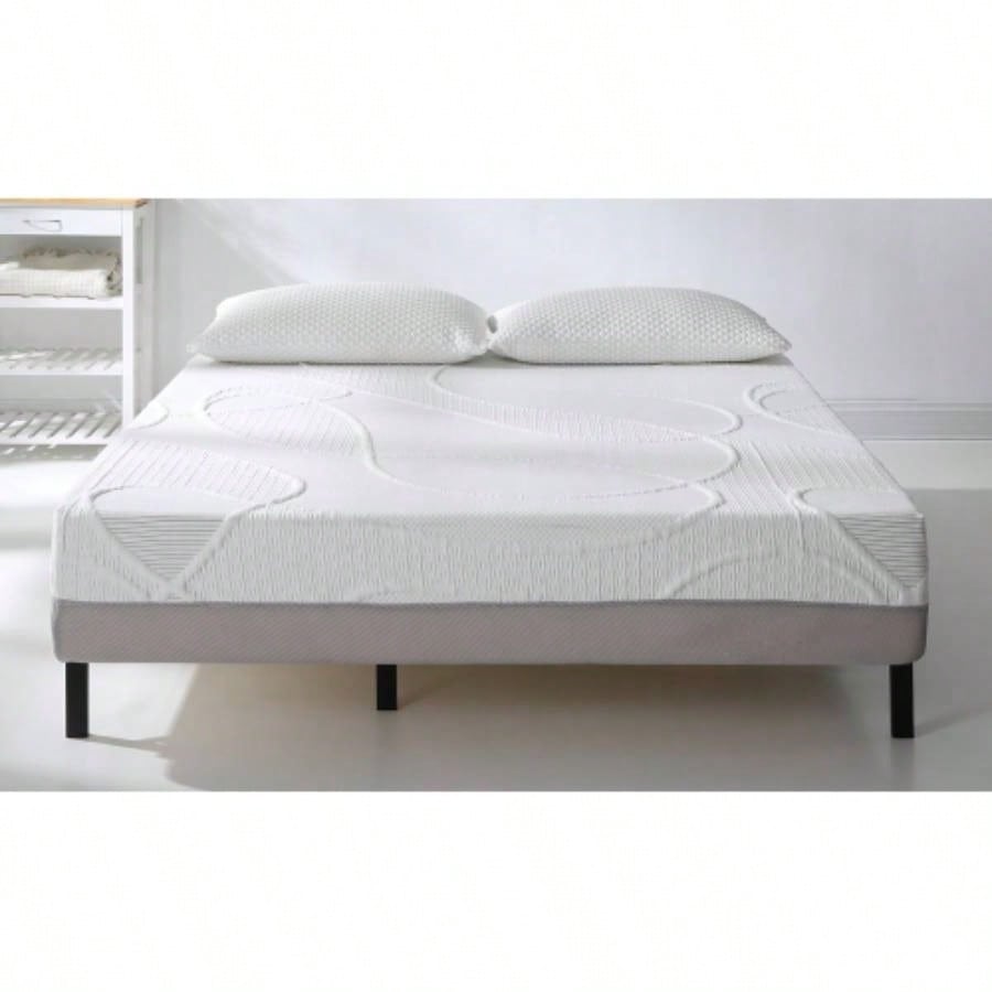 12 Inch Medium Firm Foam Mattress, Green Tea Charcoal Infused Freshness - Boosting Technology, Body - Conforming Comfort, High - Density Support, White