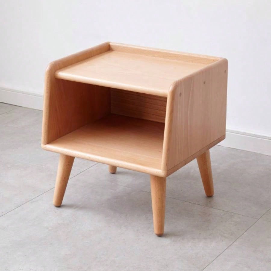 Small Beech Wood Nightstand - home Storage