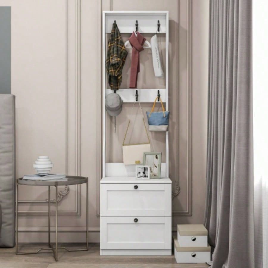 Nightstand with Bookshelf - 2 Drawers, Bedroom Storage