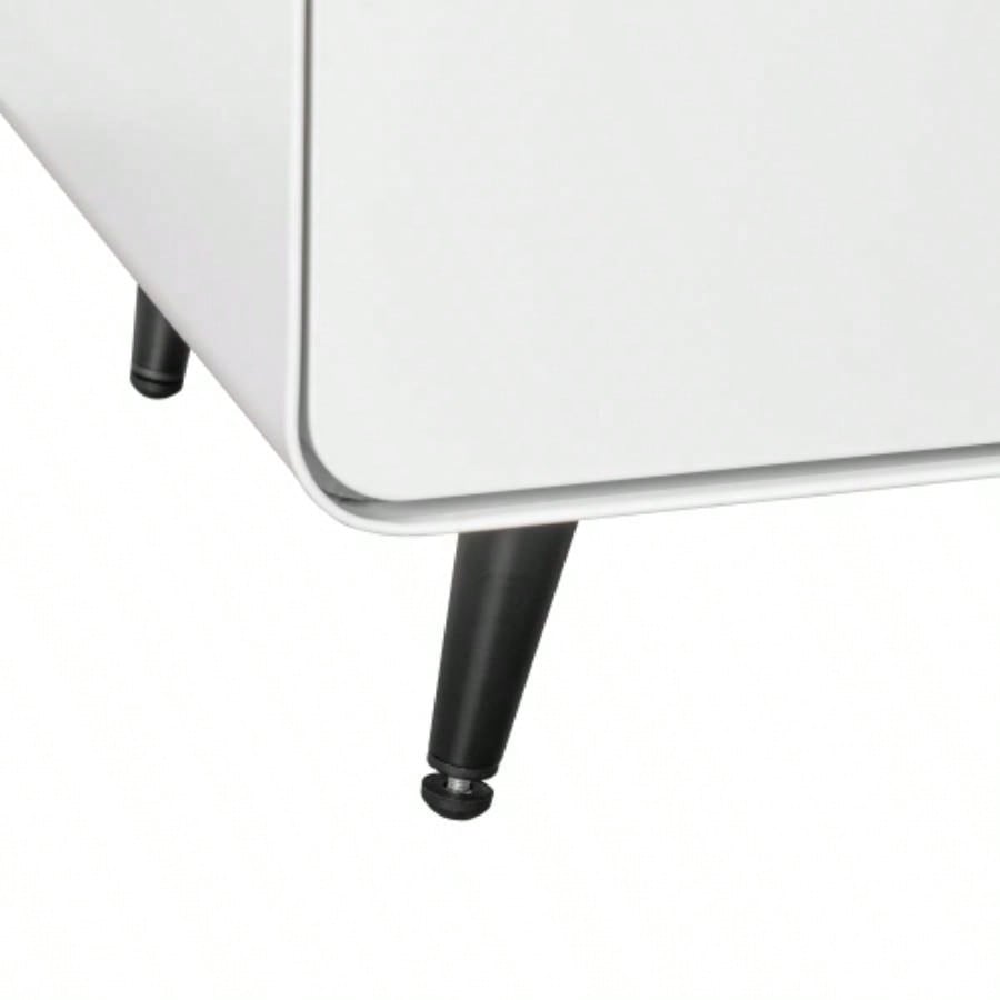 Modern Night Stand Storage Cabinet Living Room Bedroom, Steel Cabinet with 3 Drawers, Bedside Furniture, Circular Handle