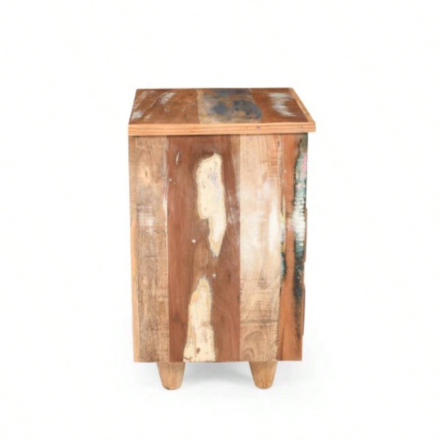 End Table Wood Nightstand, Side Table with 3 Drawers, Vintage Natural Bedside Table Bedroom Living Room
