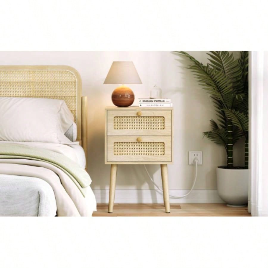 15 Rattan 2 - Drawer Nightstand
