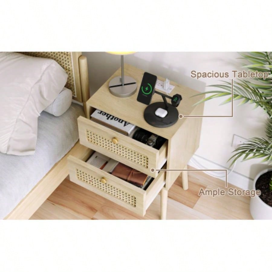 15 Rattan 2 - Drawer Nightstand