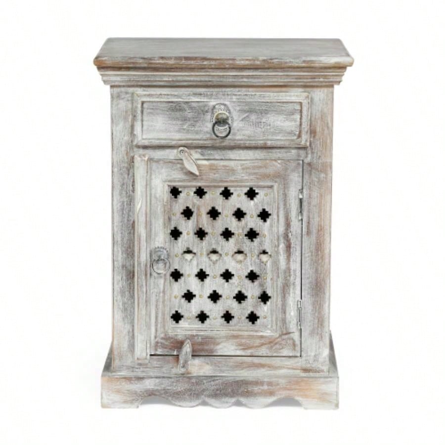WOODEN NIGHTSTAND WITH 1 DRAWER 1 DOOR
