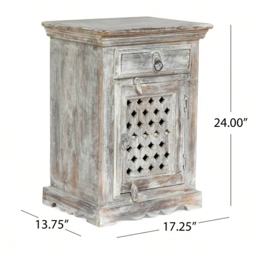 WOODEN NIGHTSTAND WITH 1 DRAWER 1 DOOR