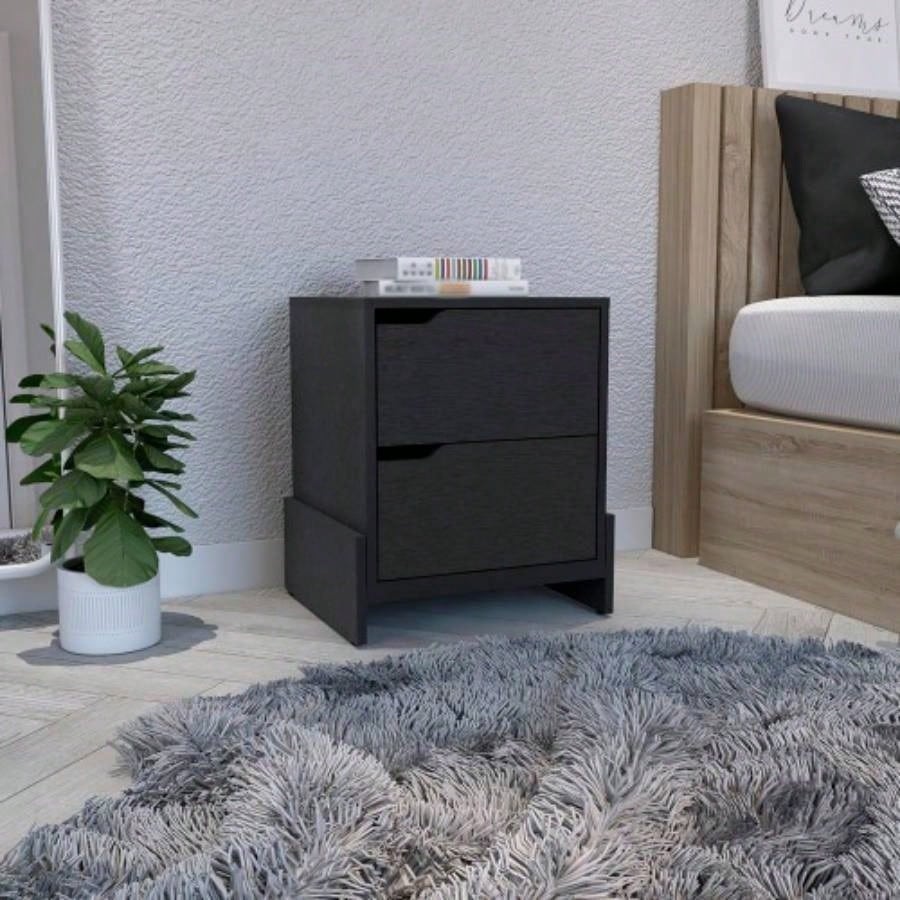 White Nightstand with 2 Drawers - End Table Storage